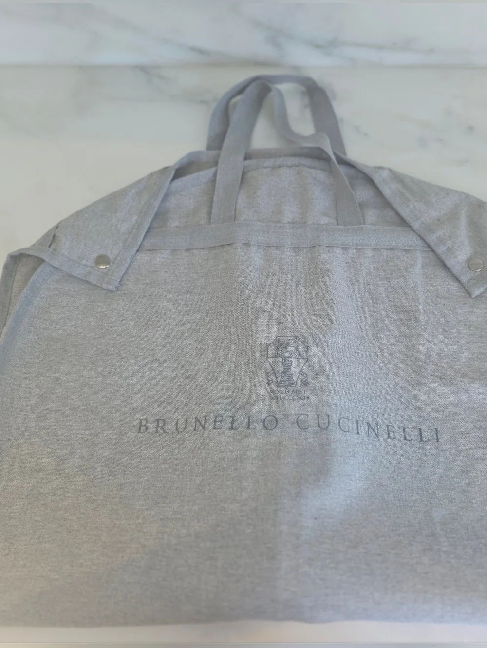 Brunello Cucinelli Gray Garment Bag – Large Travel Dust Bag w/ Handles & Zipper